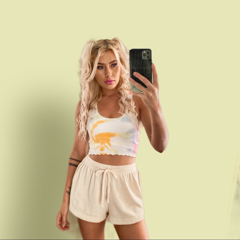 Colorful Sports Bra, Pink white yellow Top, Seamless Crop Tank